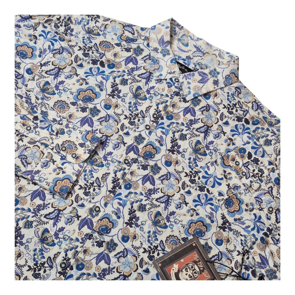 Rock Roll n Soul Mens XL Floral Paisley Shirt Blue Western Button Up Cowboy NWT - Picture 1 of 7
